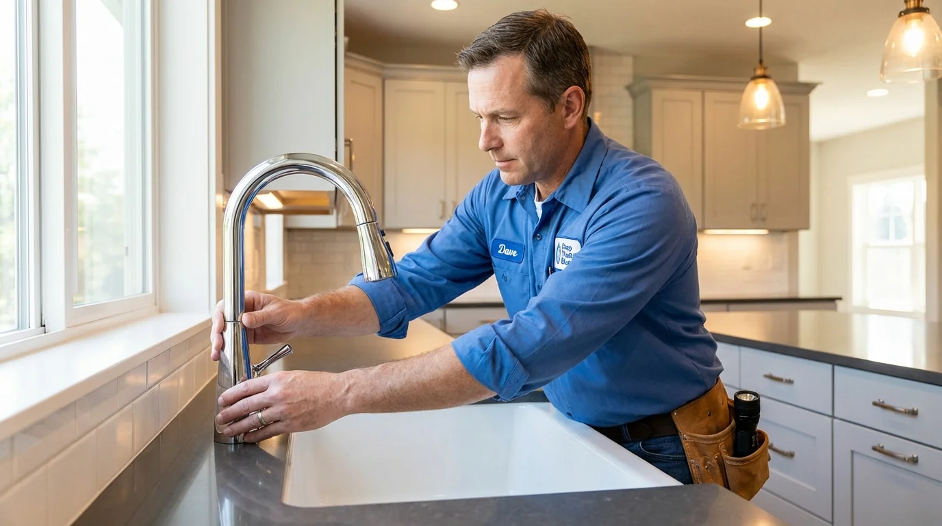 Kitchen faucet installation by Johns Plumbing LLC in Bayport